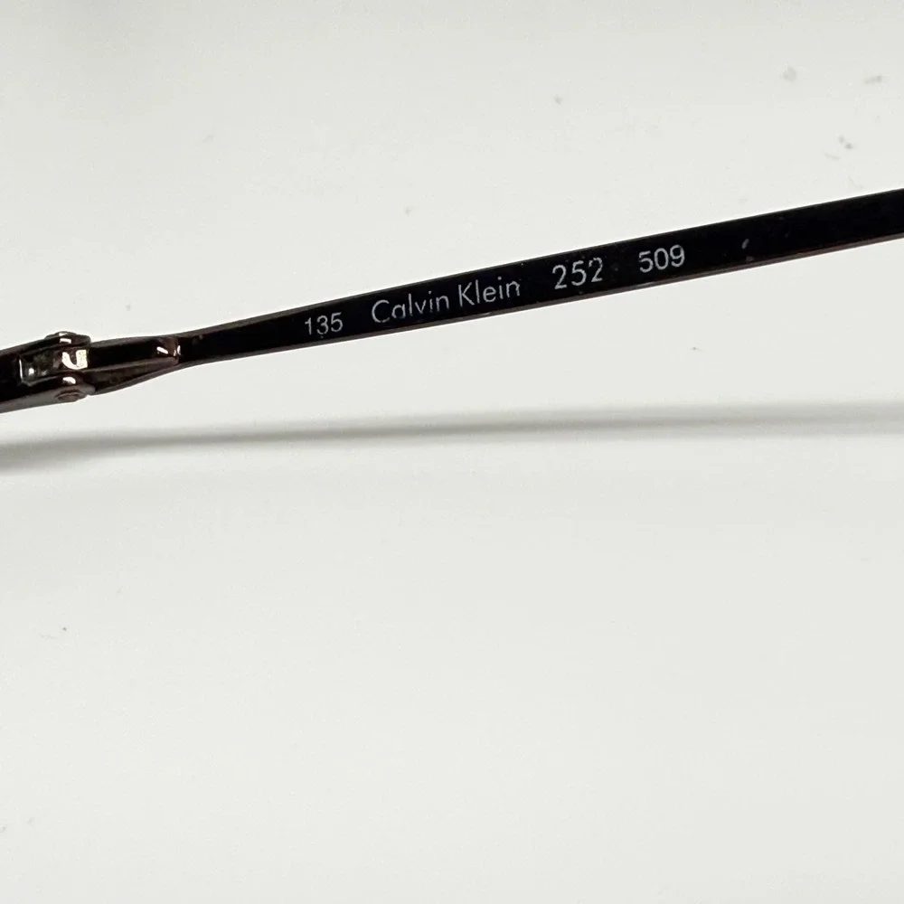 Calvin Klein 252 509 Dark Brown Oval Metal Eyeglass Frames Italy 135mm
